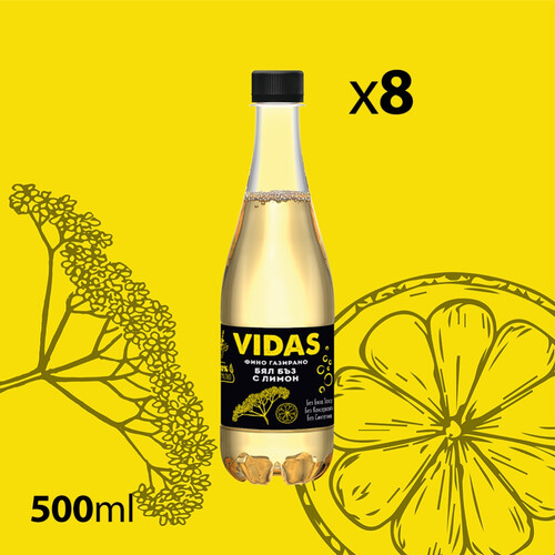 ВИДАС Бял бъз с лимон, 8 бутилки x 500 мл