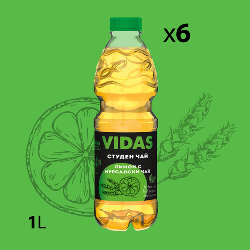 Студен чай ВИДАС Мурсалски Чай с Лимон - 6 бутилки х 1 л